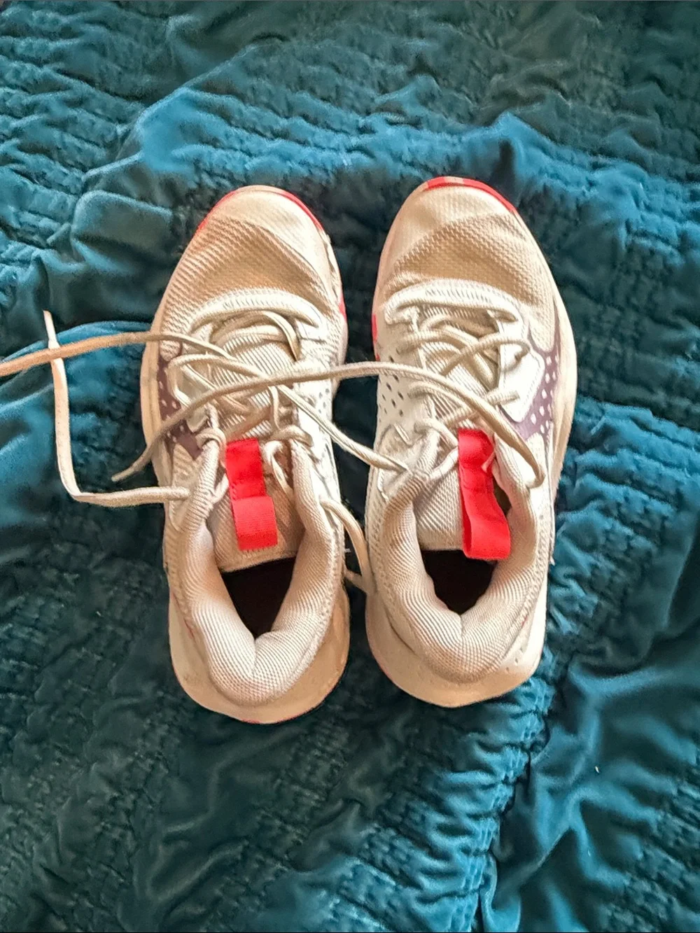 adidas Kids White Sneakers with Bright Pink Pull Tabs